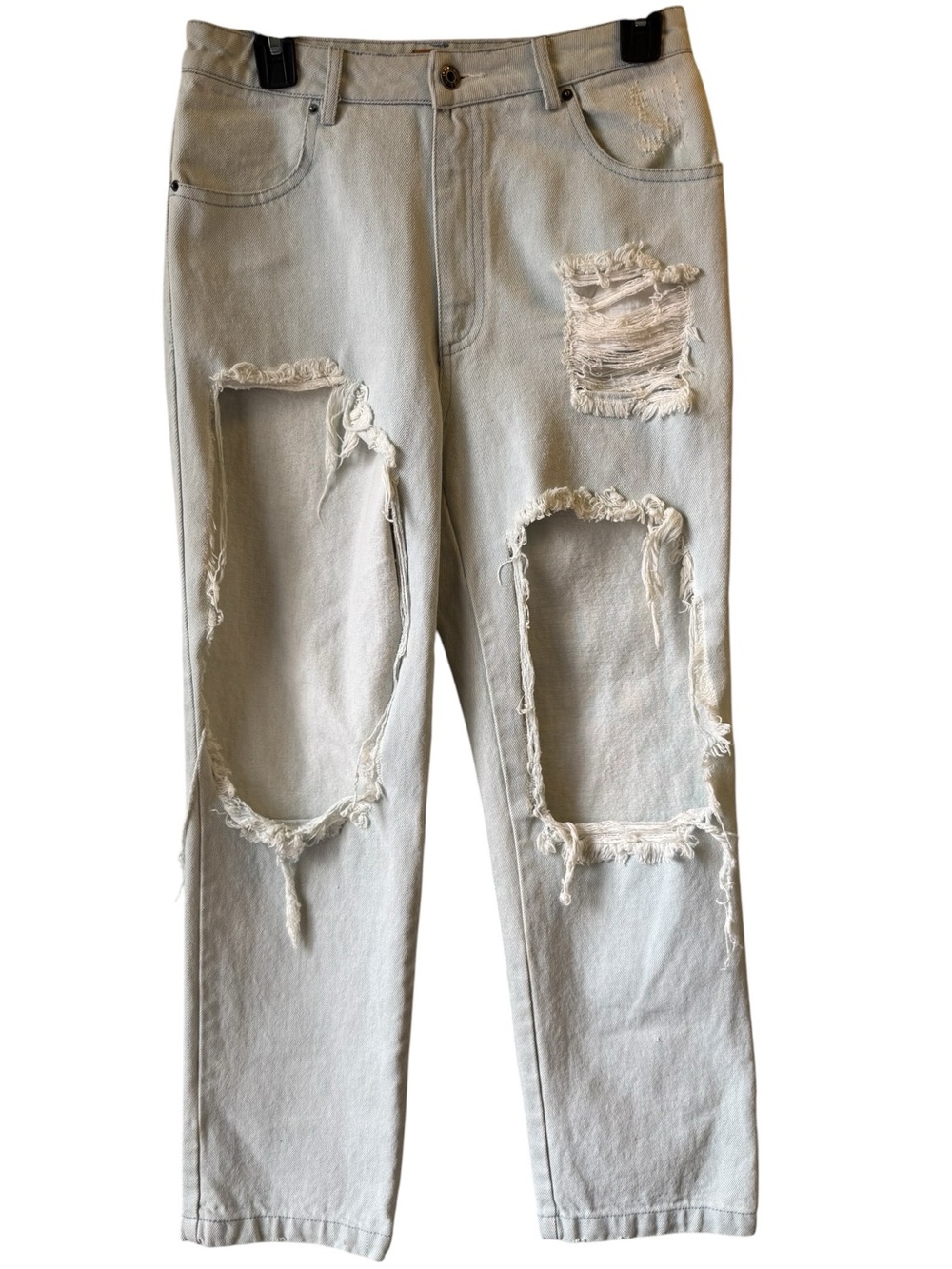 POL Women's Straight Ripped Light Gray Jeans